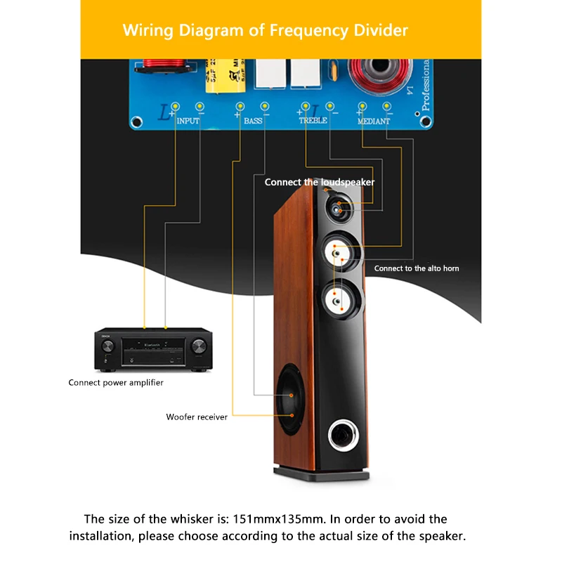 2x300 Вт 3 Way Ближний дальний размеры: 4 8 Ом Динамик делитель частоты громкий