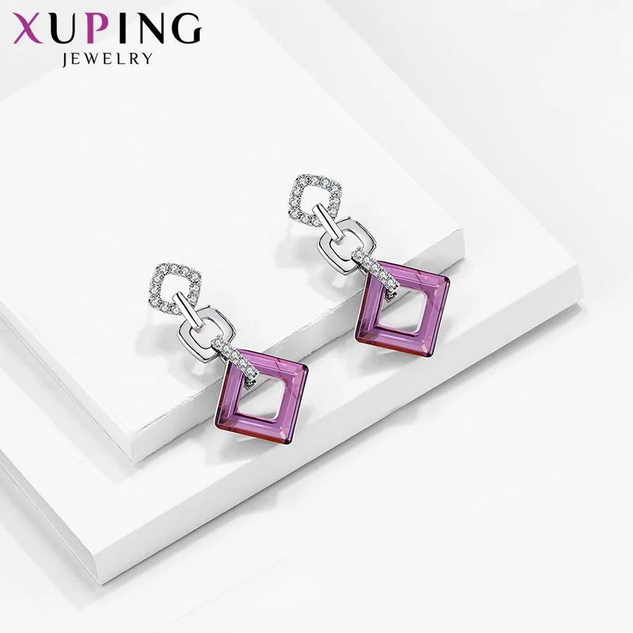 Xuping, изысканные цветные серьги, высокое качество, кристаллы от Swarovski, цветное покрытие, для женщин, подарок на день Святого Валентина, S89-202