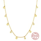 ROMAD 925 Серебряное ожерелье для женщин круглый со звездой и ожерелье с кулоном-значком Cadena де Плата 925 Para Mujer