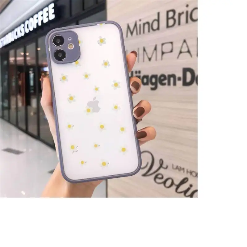 

Cartoon Colorful Flower Phone Case matte transparent For iphone 7 8 11 12 plus mini x xs xr pro max cover