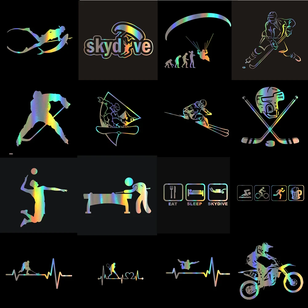 

Classic Sports Series Car Stickers Skydive Hockey Motocycle Sticker for Body Window Vinyl and Decals Styling