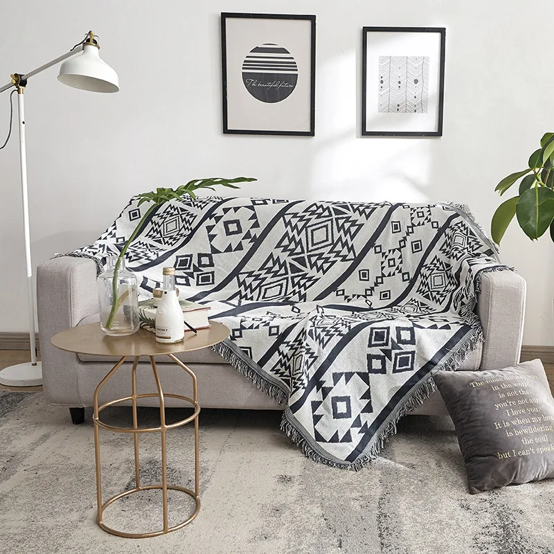 

Geometric Knitted Throw Blanket Multifunctional Blanket Sofa Towel Sofa Cover Bedrrom Rug Bedspread Leisure Blanket Nap Shawl
