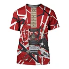 Футболка с 3D эффектом рок-музыки гитары для мужчин и женщин, модная тенниска в стиле оверсайз, Повседневная Уличная одежда, 5XL, лето