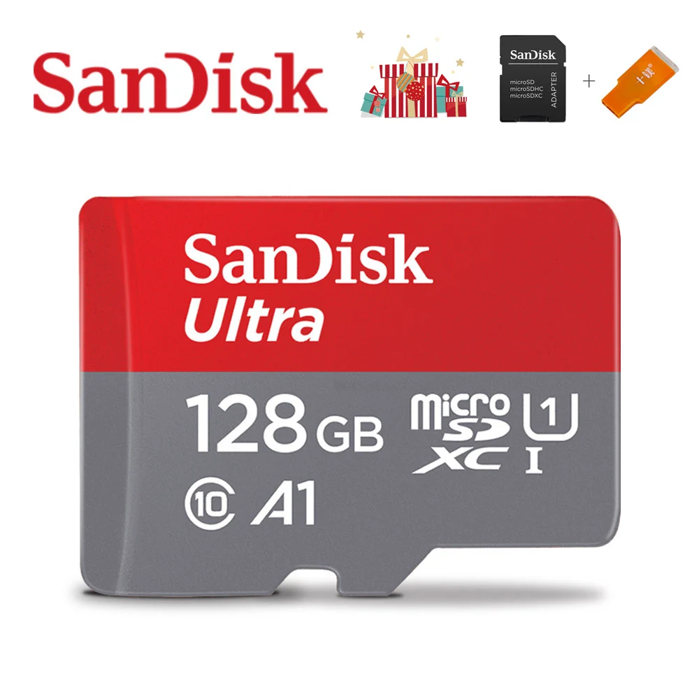 SD-QUNC-128G-KT Карта памяти SanDisk A1, 200 ГБ, 128 ГБ, 64 ГБ, 98 МБ/с./с, 32 ГБ, Micro sd карта, класс 10, UHS-1, флеш-карта, память Microsd, TF/sd карта s для планшета - Емкость: SD-QUNC-128G-KT