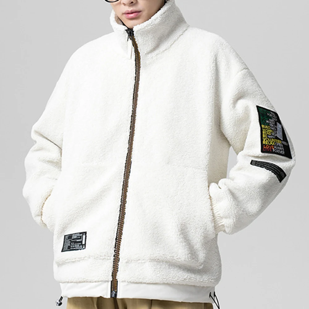 Covrlge Men Zipper Lambswool Coat Winter New Youth Trend All-match Jacket Men's Slim Fashion Warm Jacket Streetwear Male MWM112