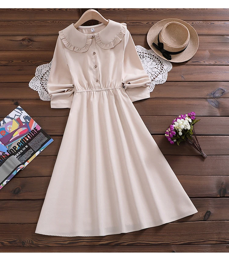 Осенне зимнее женское платье в стиле девушки Мори 2020 облегающее средней длины из