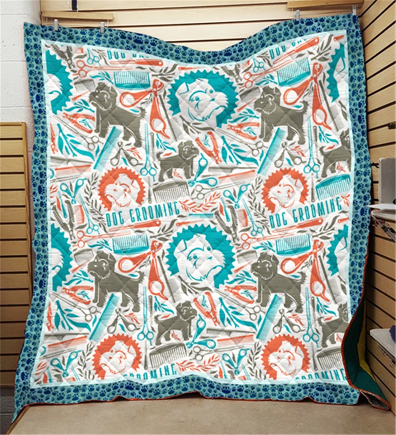 Детское стеганое покрывало для дивана с 3D принтом мопса пуделя двуспальные