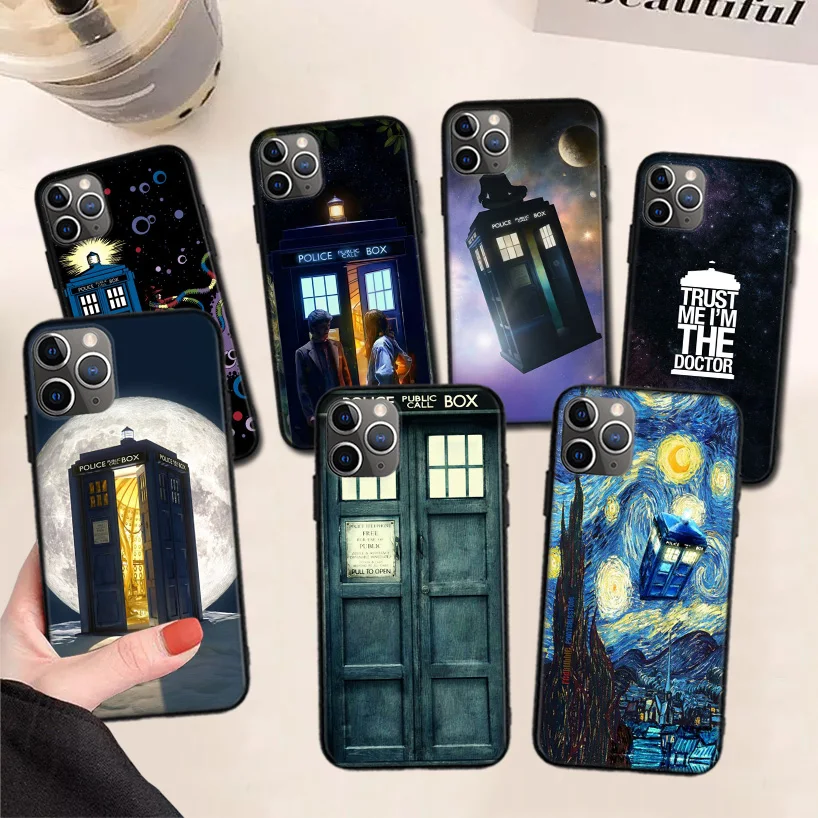 

Tardis Box Doctor Who Black Phone Case For Apple iPhone 11 13 Pro Max 12 Mini X XS XR 7 Plus 6 6S 8 + SE 5S Pattern Cover Coque
