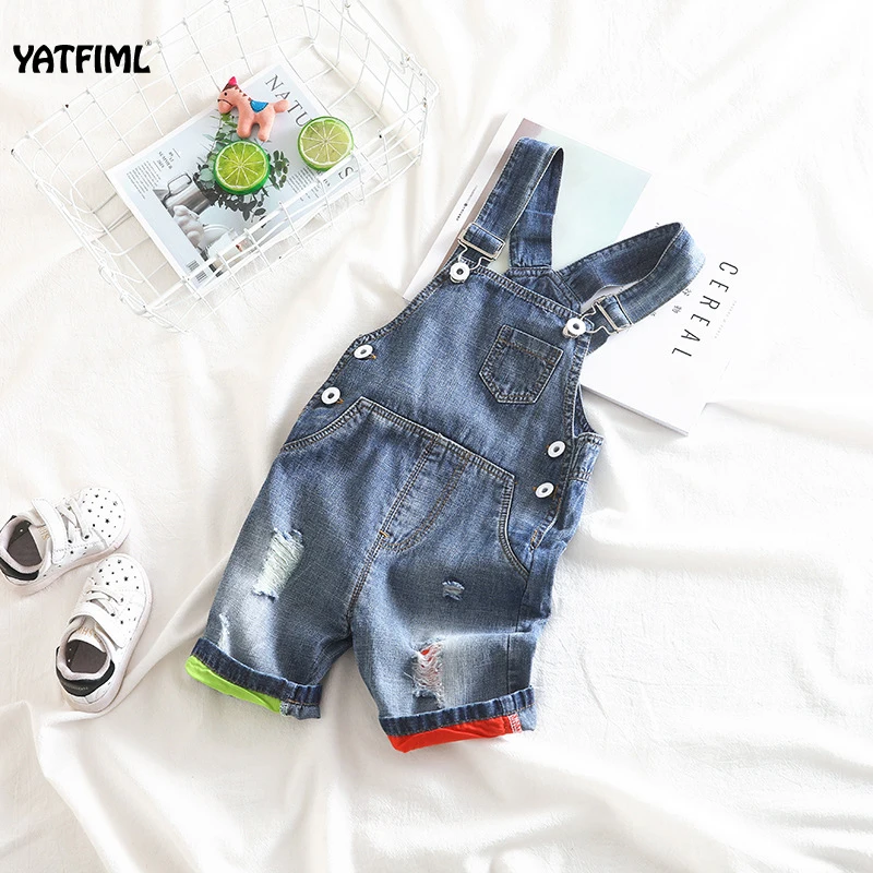 YATFIML/осенние джинсы для маленьких мальчиков и девочек джинсовый комбинезон