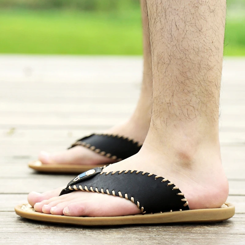 

Slipper Shoes Men Home Men's Slippers Rubber Mens Outdoor Man Flip Flop Shoes Men 45 Cozy Teenslippers Leather Summer Flops