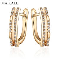 maikale exquisite gold cubic zirconia stud earrings for women silver color geometric big ear studs fine jewelry gifts for girls