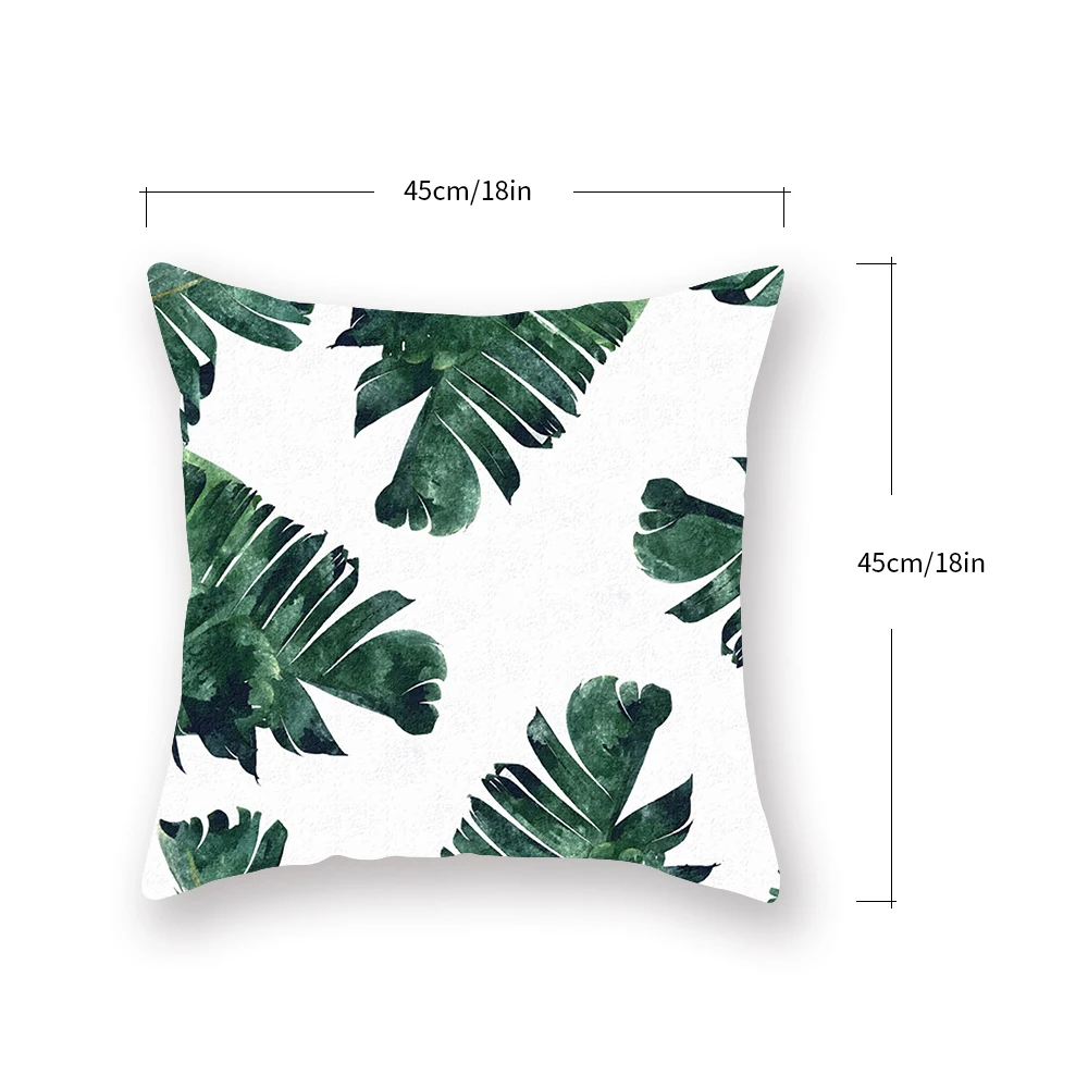 

Multicolor Green Leaves Throw Cushion Cover Plants Tropical Polyester Pillow Case Soft Sofa Car Home Pillowcase Decor 18x18Inch