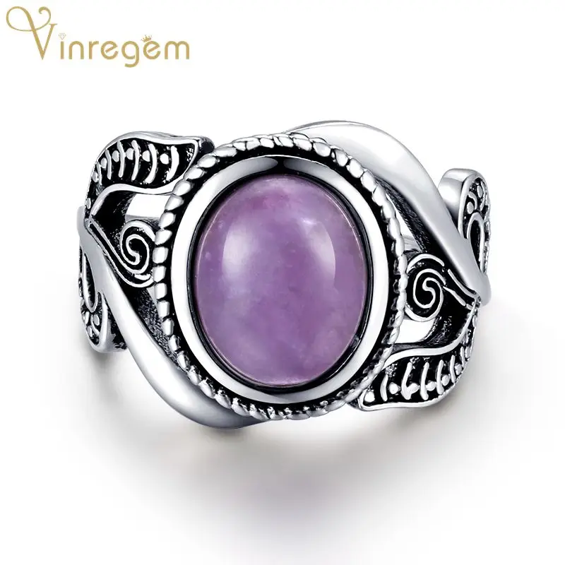 Vinregem Branded 925 Solid Sterling Silver Round Amethyst Gemstone Birthstone Anniversary Ring Fine Jewelry Gifts Drop Shipping | Украшения