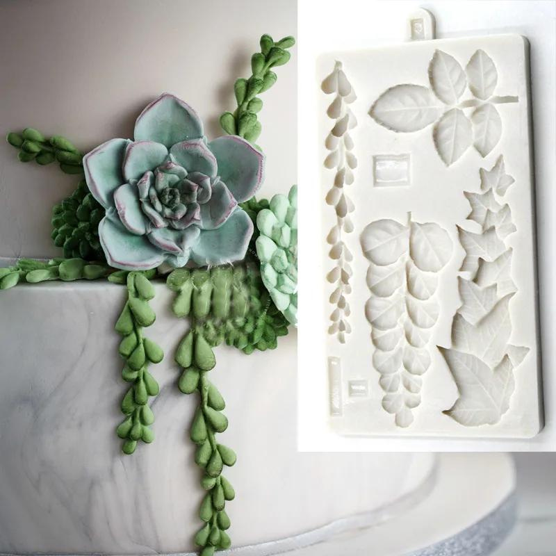 

Succulent Ivy Rose Eucalyptus Leaves Silicone Mold Trailing Mould Fondant Cake Decorating Tools Sugarcraft Flower Tools K891