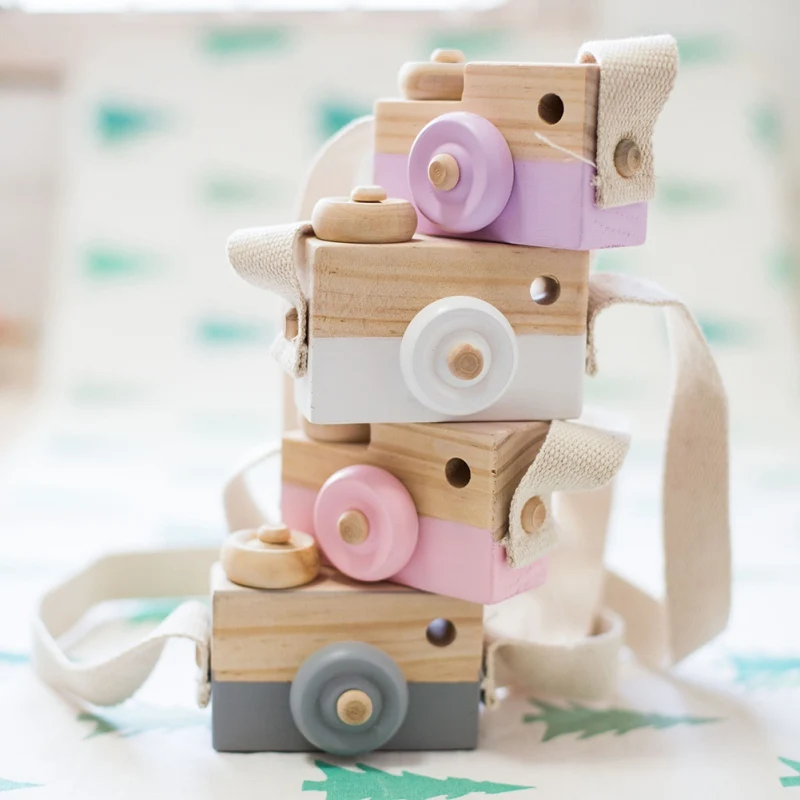 

Cute Nordic Hanging Wooden Camera Toys Kids Toy Gift 9.5*6*3cm Room Decor Furnishing Articles Wooden Toys For Kid