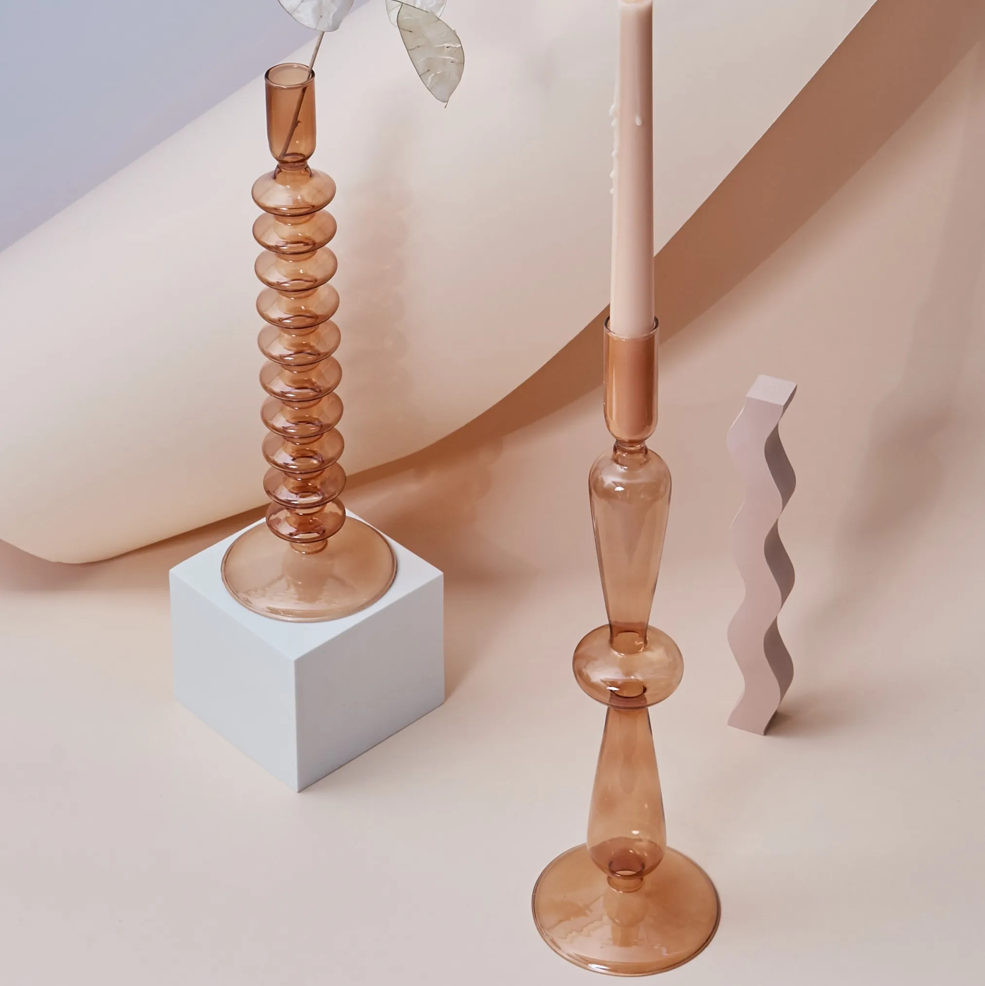 

Glass Candle Stick Holders Taper Candles Holder for Candlestick Dinner Candles Party and Wedding Centerpieces Table Decoration