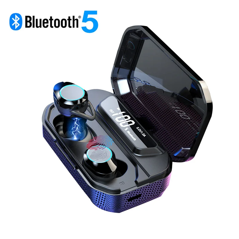 

G02 TWS Bluetooth Headset 5.0 Wireless Earbuds 9D Stereo Music IPX7 Waterproof Earphone Headphone with 3300mAh Long Battery Life