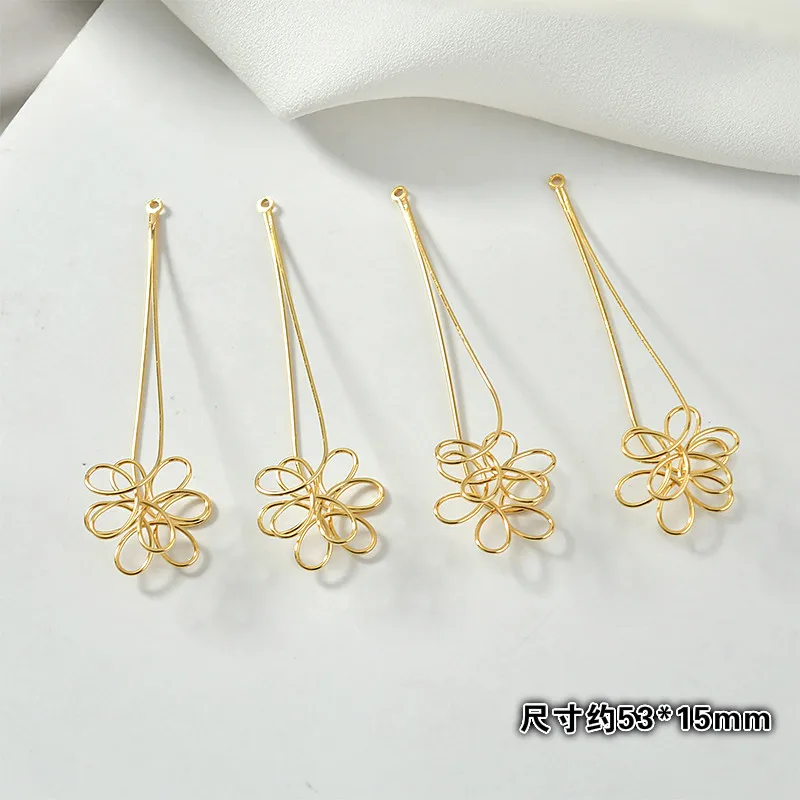 Серьги ручной работы с геометрическим рисунком подвеска из медной проволоки