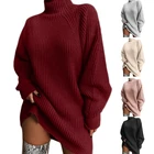 Женское трикотажное платье-свитер, с воротником-хомутом