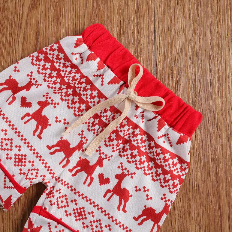 

1-6Y Christmas Kids Boys Girls Pajama Sets Short Sleeve Single Breasted Shirts Tops Shorts 2pcs Homewear