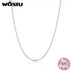 Женская цепочка с подвеской из серебра 925 пробы, с розовым золотое ожерелье из бисера, 45 см, CQA014