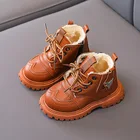 Детские Кожаные полуботинки CUZULLAA, ботинки со шнуровкой и Плюшевым Мехом, для мальчиков и девочек, на осень-зиму, От 1 до 6 лет