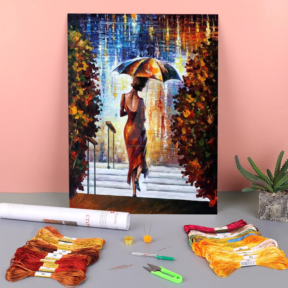 Ткань с принтом At The Steps 11CT, полный комплект для вышивки крестиком «сделай сам», DMC нитки, рукоделие, хобби оптом - Подарки для тех, кто НЕ умеет рисовать, но очень хочет