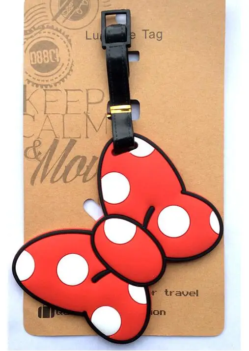 Новинка 1 шт. Бант Красный мультфильм девушка красивая бирка для багажа ПВХ