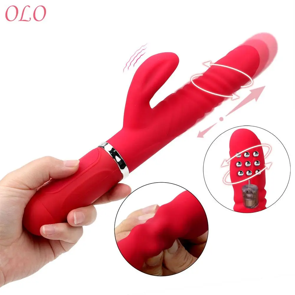 

Dildo Vibrator Telescopic 360 Degrees Rotation Transfer Beads AV Wand Sex Toys for Woman G-spot Massage Rabbit Vibrator