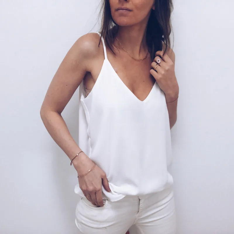 Women Casual Camis Summer Lace Top Sleeveless V Neck Tank Loose Vest Open Back Tee Ladies Backless Daily Basic debardeur femme | Женская