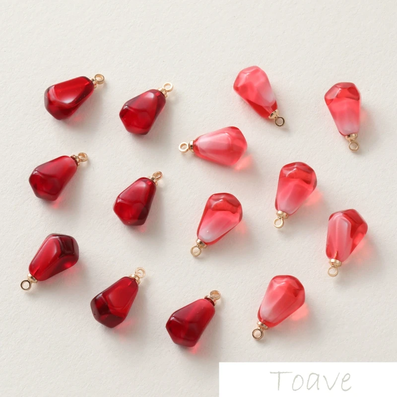 

Mini Wine Red Resin Pomegranate Pulp Particle Pendant DIY Hand-Made Ear Stud Material Accessories 4pcs