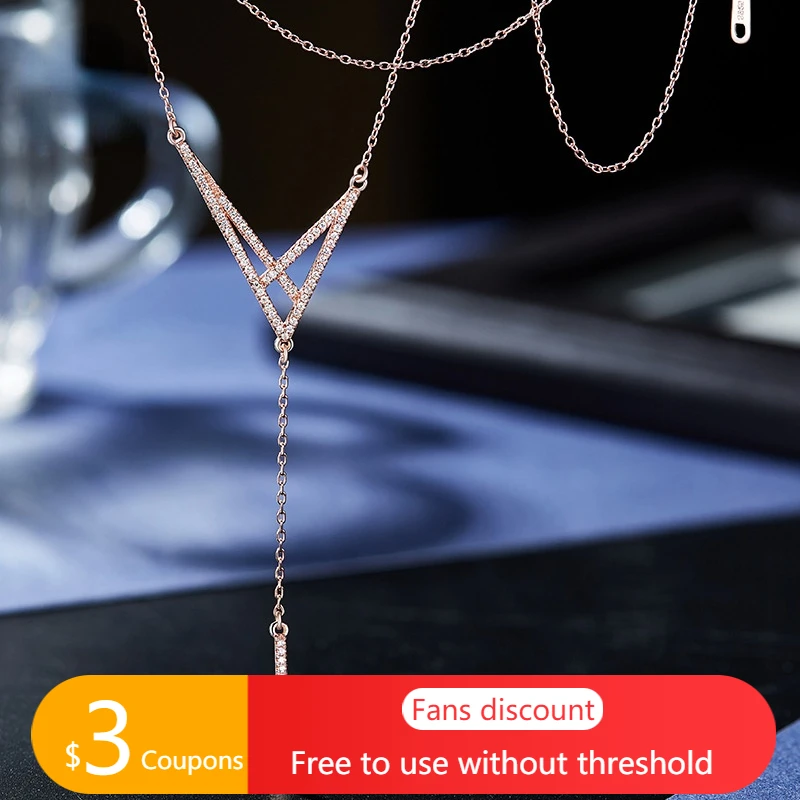 

AGATA Genuine 925 Sterling Silver 18k Gold Chain Necklaces for Women AAA+ Zircon Pendant Necklaces Elegant Fine Jewelry