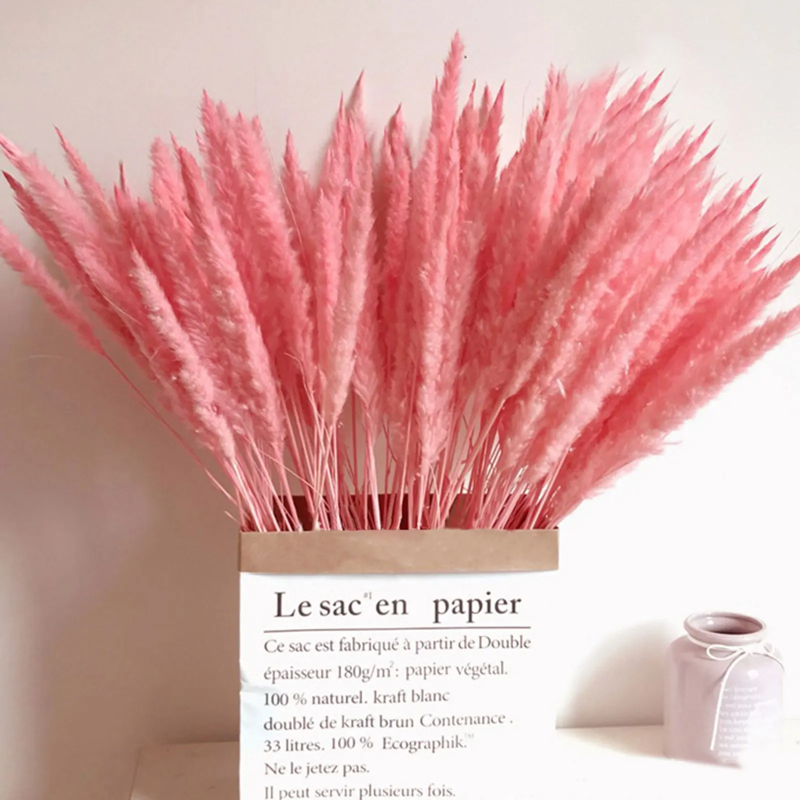 

15PCS Natural Dried Flowers Small Pampas Grass Phragmites DIY Artificial Flowers Plants For Decor Home Wedding Decoration