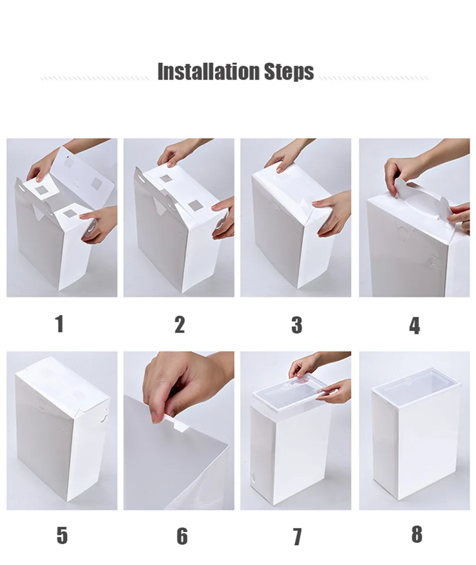 Прозрачный пластиковый шкаф-раскладушка для обуви 6 шт. утолщенный