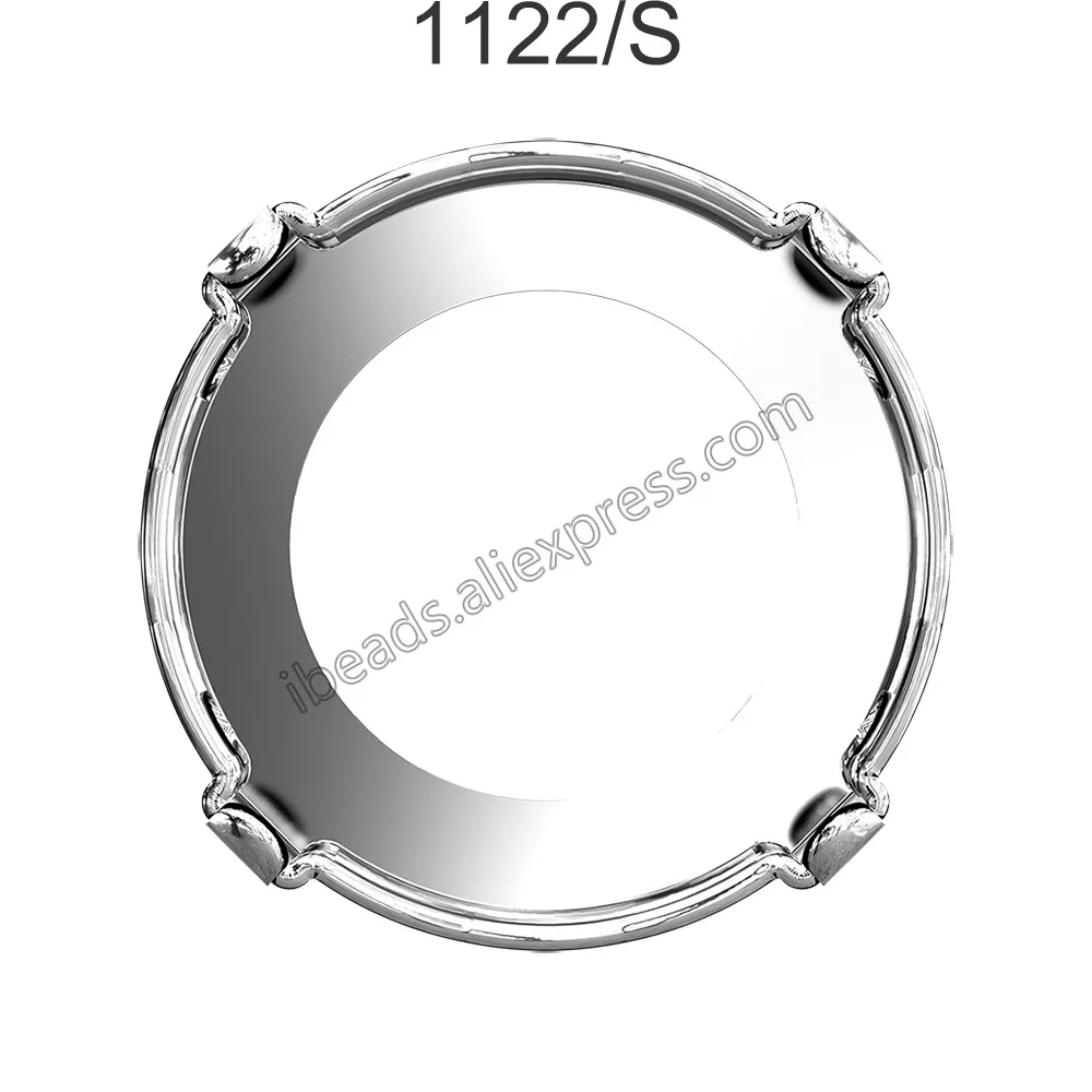 С украшением в виде кристаллов от Swarovski 1122/S хрустального кабошона Rivoli с Стандартный установка(4 отверстия для шитья) из томпак для 1122 круглые Rivoli камень
