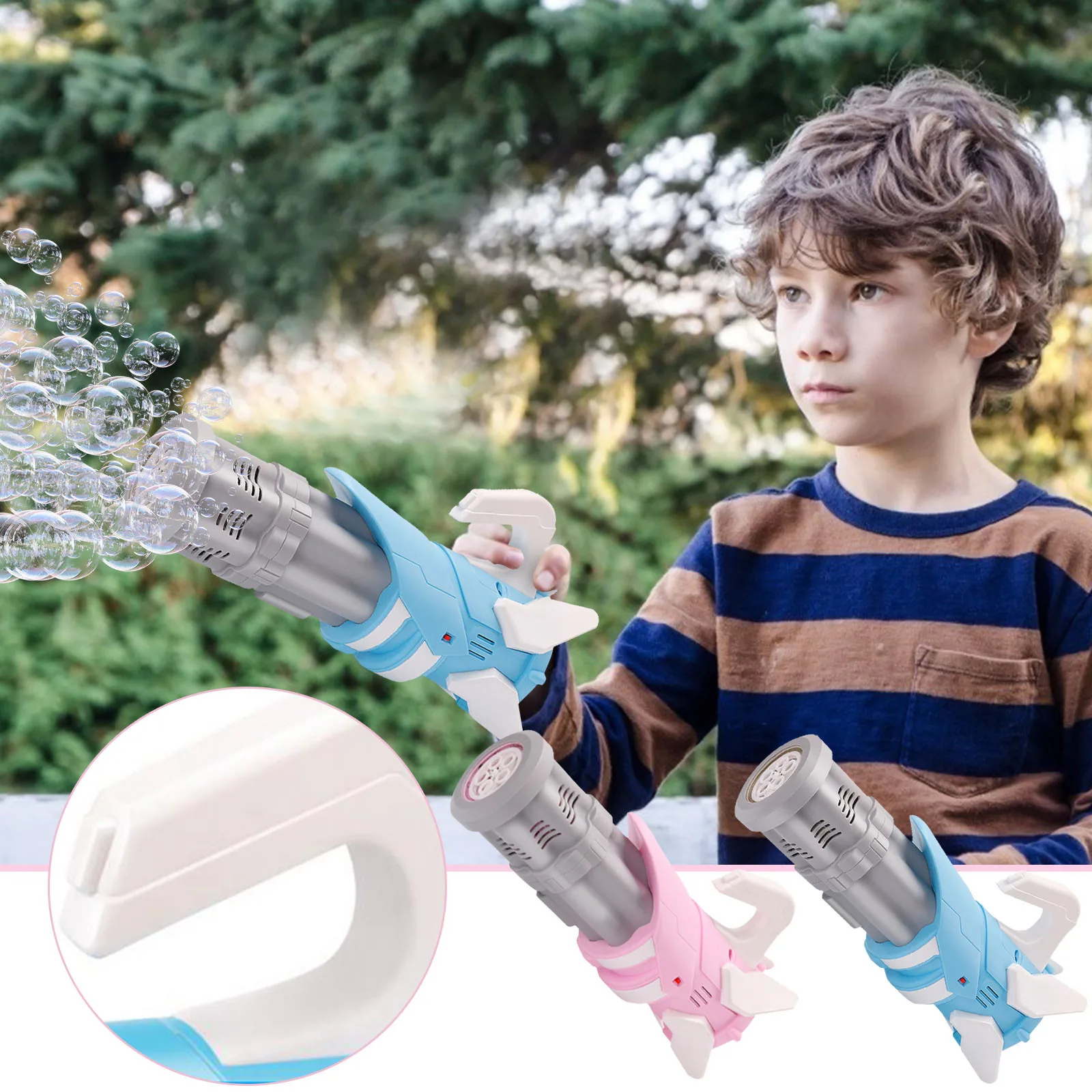

2021 New Outdoor Toy Gatling Bubble Machine Wedding Supply Electric Sound And Light Automatic Bubble Blower Maker Gun Kid Toy