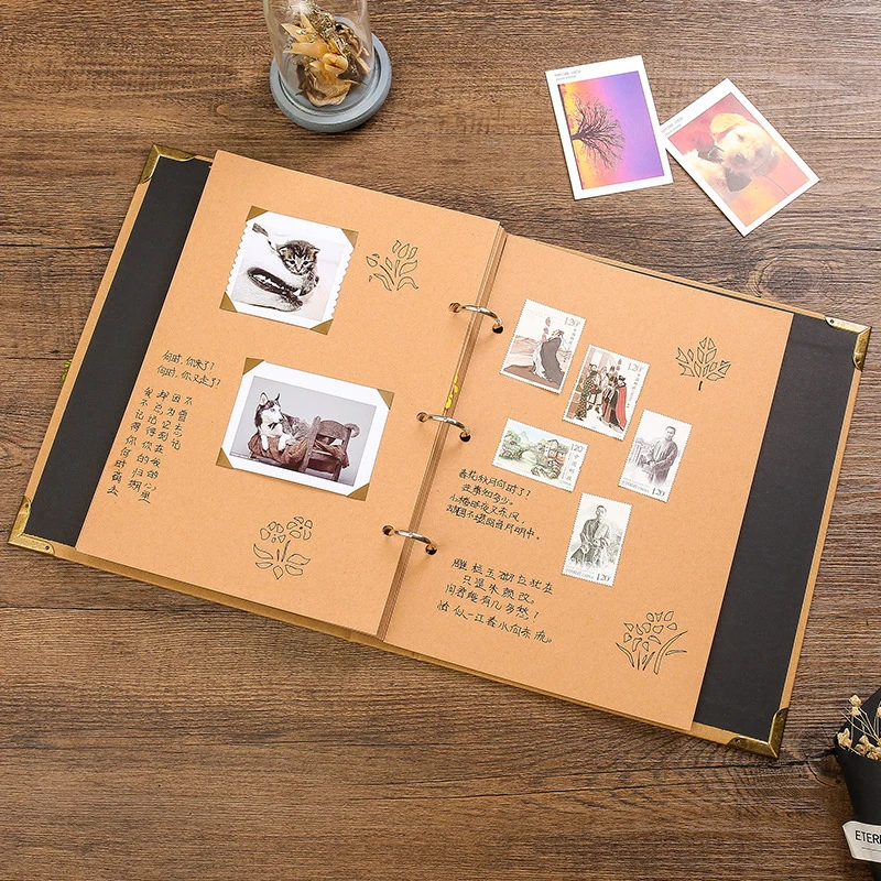 

Simple Retro Diy Photo Album Kraft Paper Retro Sticky Sun Flower Holiday Birthday Gift Vintage Sun Flower Photo Album Simplicity