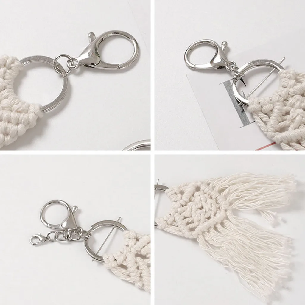 

New Keychain Creative Europe and America Pendant Car Keychain Cotton Rope Woven Tassel Color Wallet Pendant Key Ring Holder #40