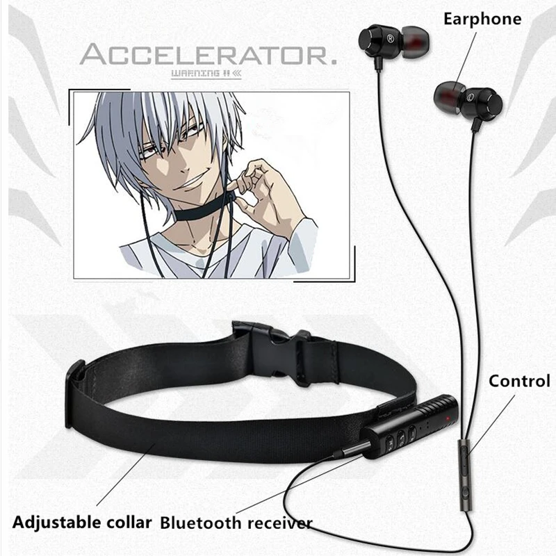 

Anime Toaru Kagaku no Railgun Cosplay A Certain Magical Index Accelerator Collar Necklace BlueTooth Earphone Prop Accessories