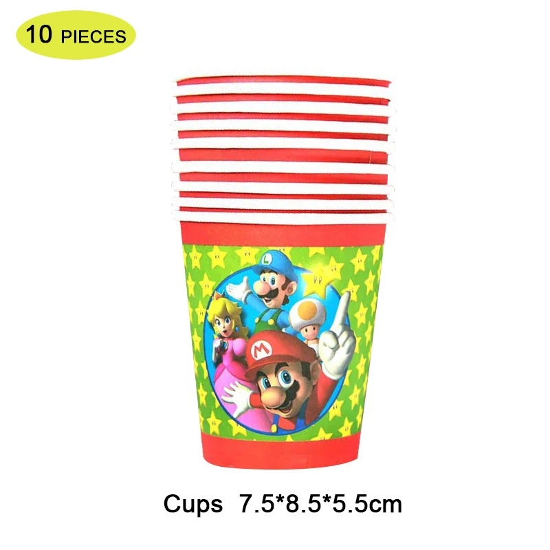 Mantel desechable de Mario y de papel para ni&ntilde;os, servilletas, pajitas, mantel, vajilla para fiesta de cumplea&ntilde;os, suministros de ba&ntilde;o para beb&eacute;, 83 Uds.-1