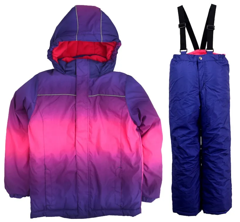 Boys and girls thick winter cold windproof ski two-piece children's jacket warm clothes rain velvet su |