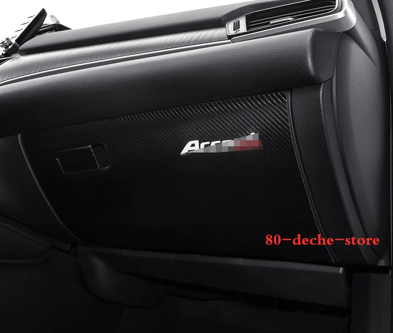 

Fits For Honda Accord 2018 - 2020 Carbon Fiber Look Storage Box Anti-Kick Pad Protective Moulding Cover Trim Car Accessories