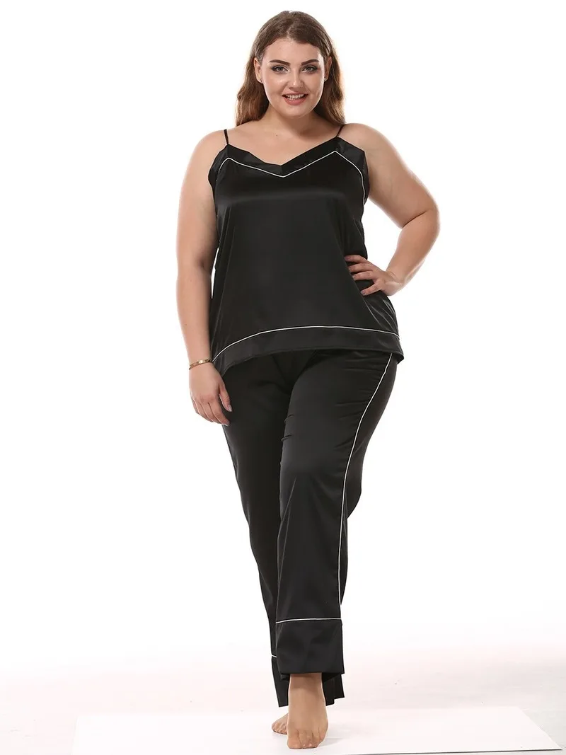 

3XL XXXL Plus Size Women Summer Nice Solid Color Pajama Sets Trousers Cool Pajamas Soft Pyjamas Sleepwear Autumn Homewear