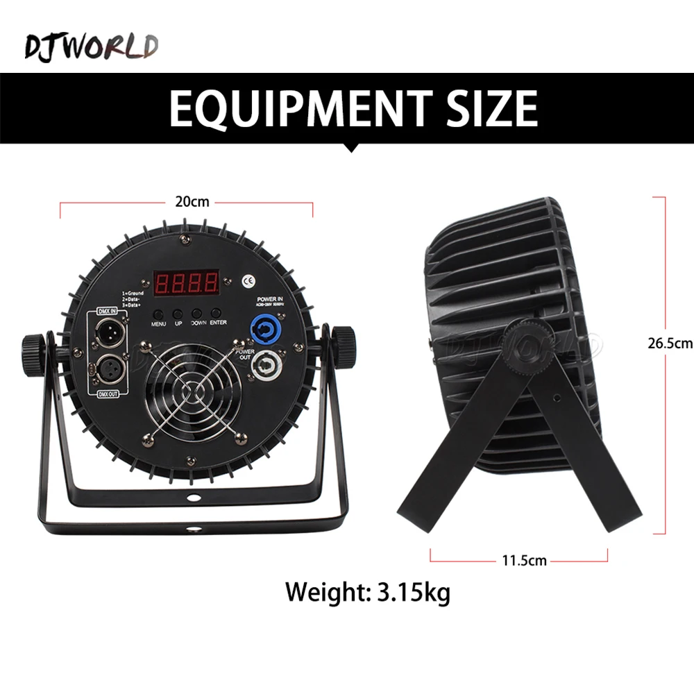 Светодиодный просветильник ектор DJworld алюминиевый 18x18 Вт RGBWA + УФ-лампа контроллер