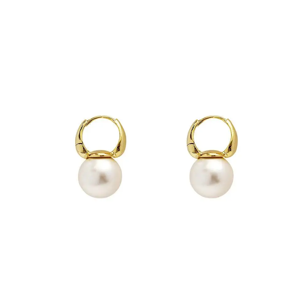 

Freshwater Pearl Ear Ring Titanium Steel French Style Restoring Ancient Ways Round Earrings Women Jewelry Party Gift Accessories