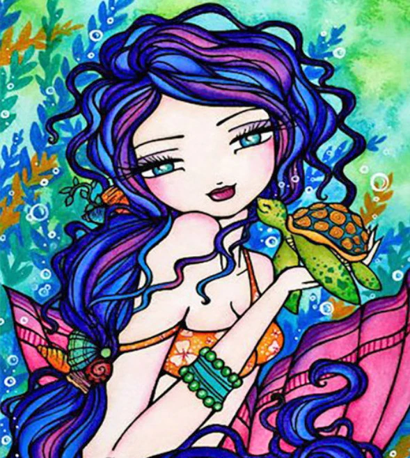 

5D DIY Cartoon Girl and Turtle Diamond Painting Kits Full Square Round with AB Drill Home Decor Embroidery Art Crafts Gift