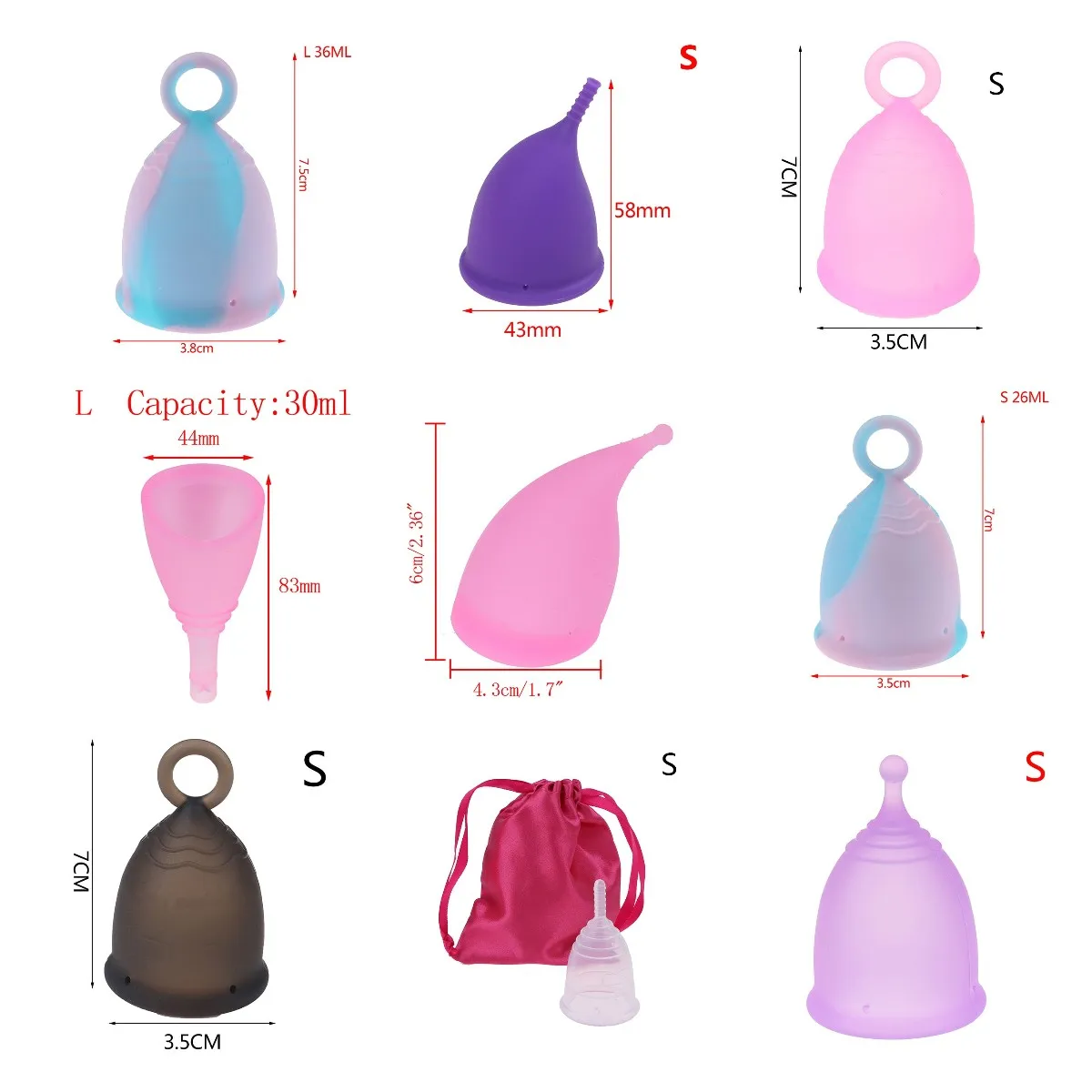 

Medical Grade Silicone Menstrual Cup Set Transparent Feminine Hygiene Cup Coupe Menstrual De Silicona Medica Coppetta