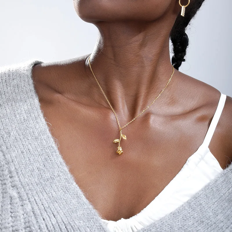 

V Attract Bijoux Femme Collier Pink Gold Rose Flower Statement Necklace Women Maxi Choker Boho Jewelry Valentine's Day Gift