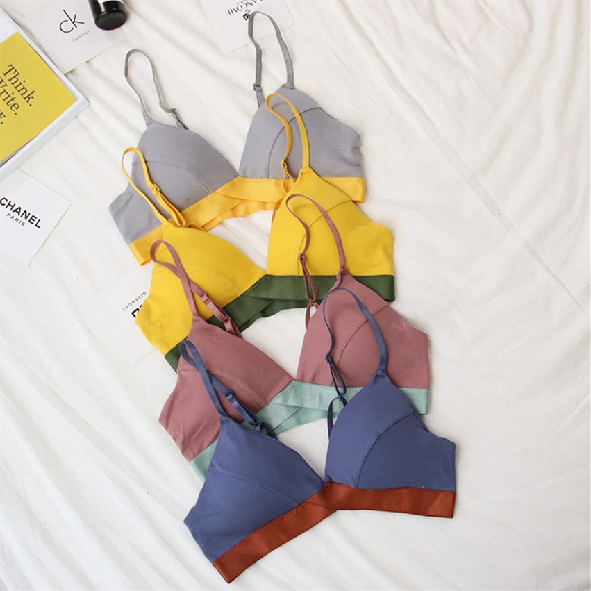 

Women Bralette Cotton Bra Candy Color Tops Beauty Back Brassiere Sexy Wireless Bras Soft Underwear for Female Intimate Lingerie