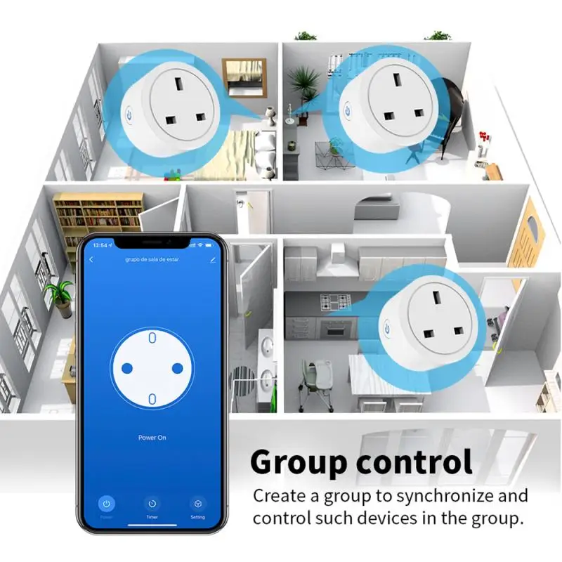 4 шт. 16A Tuya ZigBee Smart розетка Великобритании сокет Динамик Управление с измерением Plug